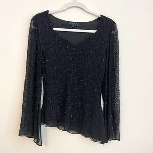 Vintage JKara Beaded Asymmetrical Blouse